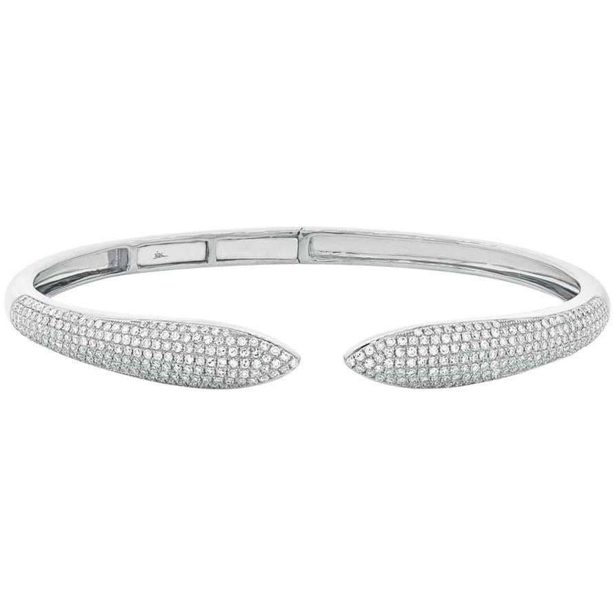 Mark Broumand Brazalete con garras de diamantes talla redonda de 1,08 quilates en oro de 14 quilates