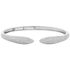 Mark Broumand Brazalete con garras de diamantes talla redonda de 1,08 quilates en oro de 14 quilates