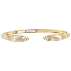 Mark Broumand 1,08 Karat Rundschliff Diamant-Krallen-Manschettenarmband aus 14 Karat Gold