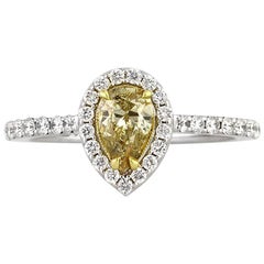Mark Broumand 1.09 Carat Fancy Light Brown Green Yellow Pear Shaped Diamond Ring Mark Broumand 1.09 Carat Fancy Light Brown Green Yellow Pear Shaped Diamond Ring