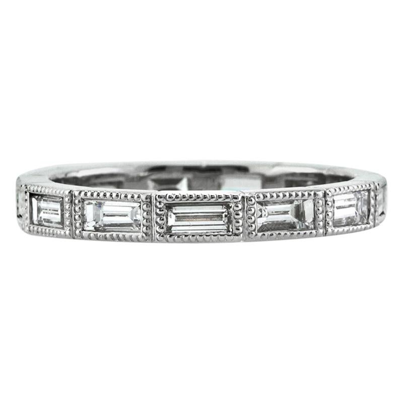 Mark Broumand Alianza de diamantes talla baguette de 1,10 quilates en platino