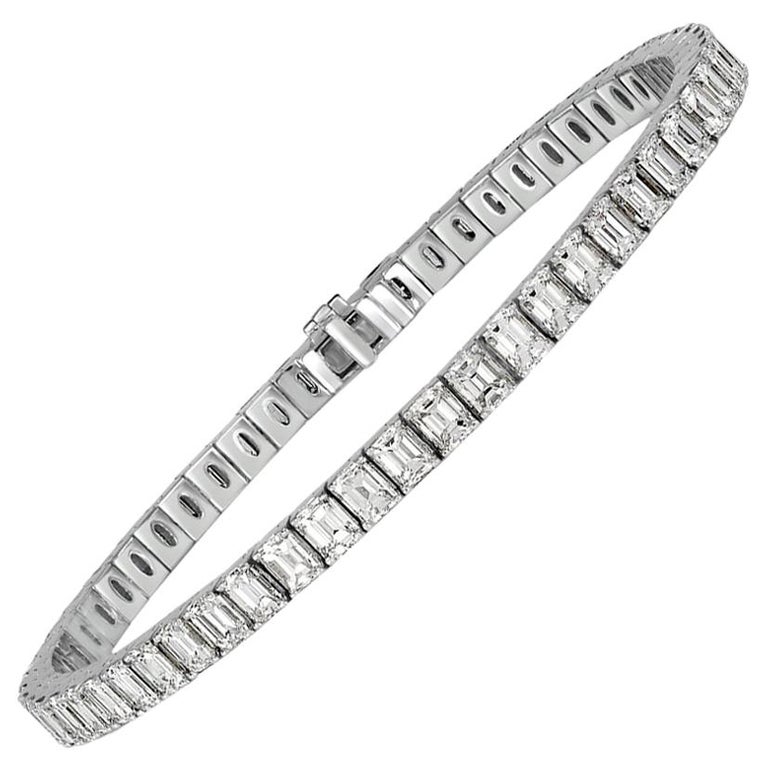 Mark Broumand 11.08 Carat Emerald Cut Diamond Tennis Bracelet in 18