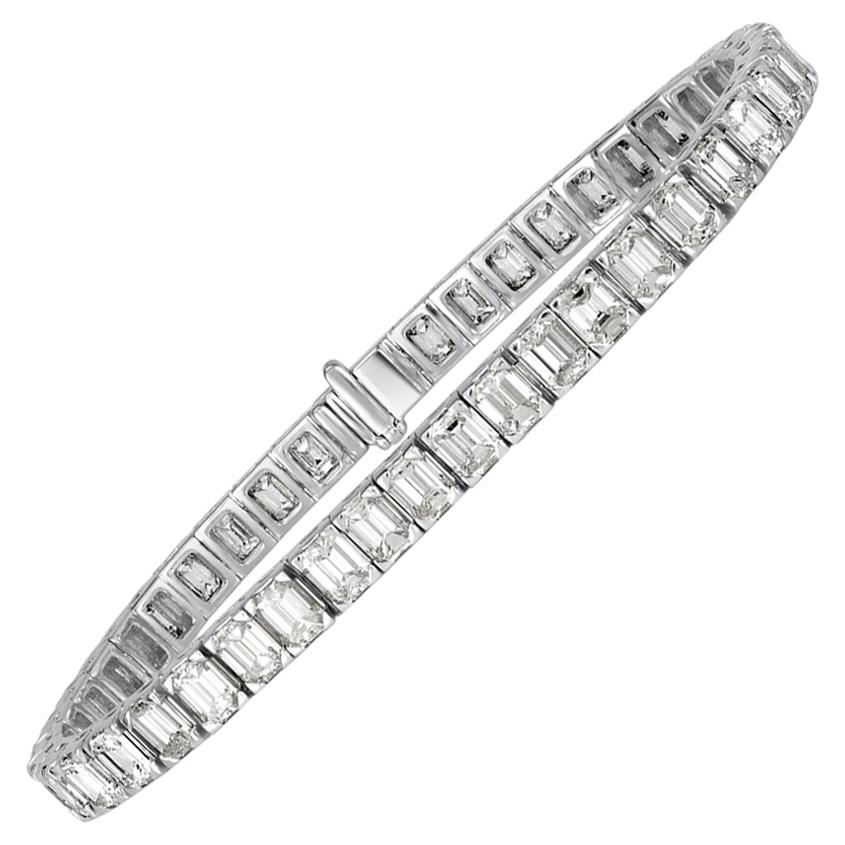 Mark Broumand 11.47 Carat Emerald Cut Diamond Tennis Bracelet in 18 Karat Gold For Sale