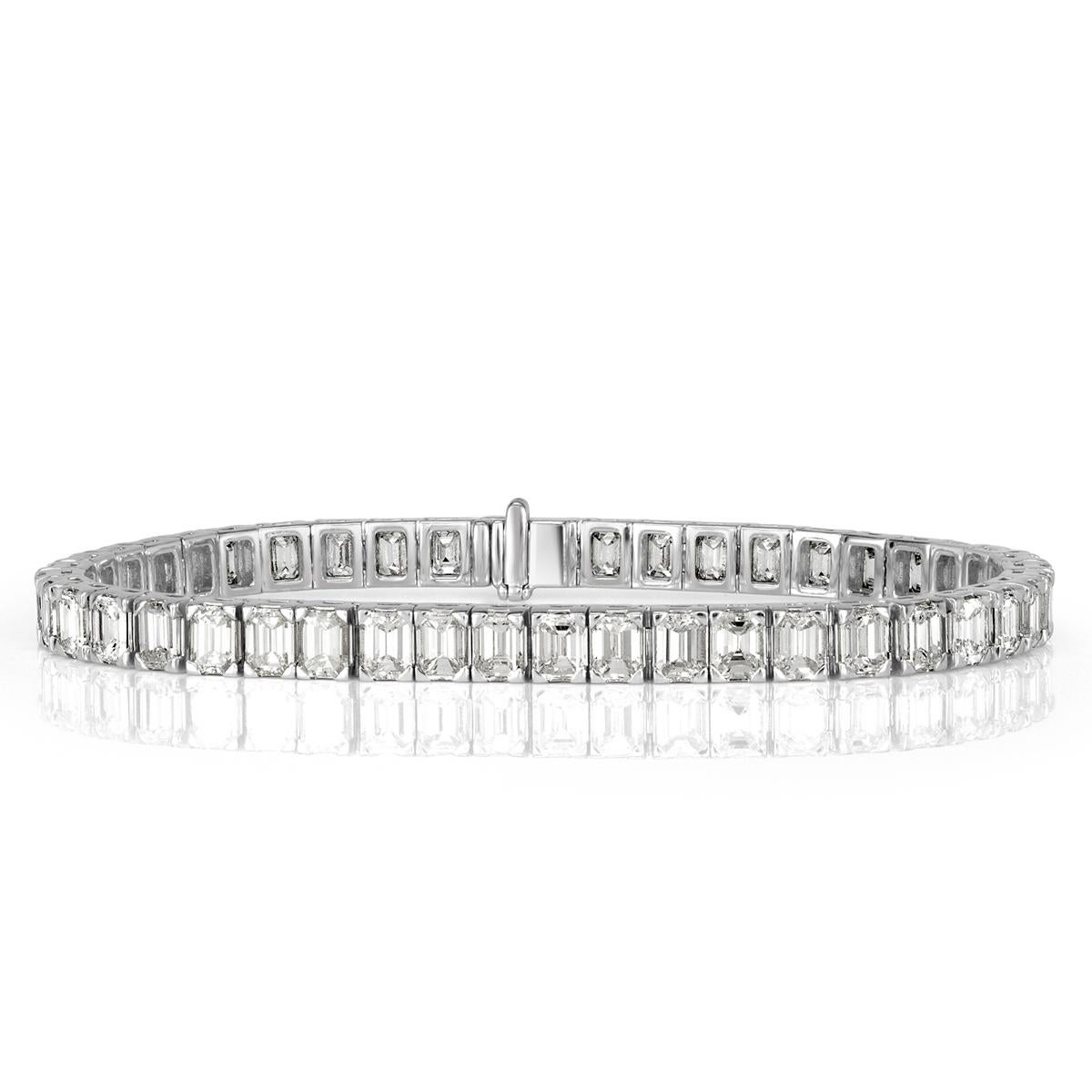 Mark Broumand 11.47 Carat Emerald Cut Diamond Tennis Bracelet in 18 Karat Gold In New Condition For Sale In Los Angeles, CA