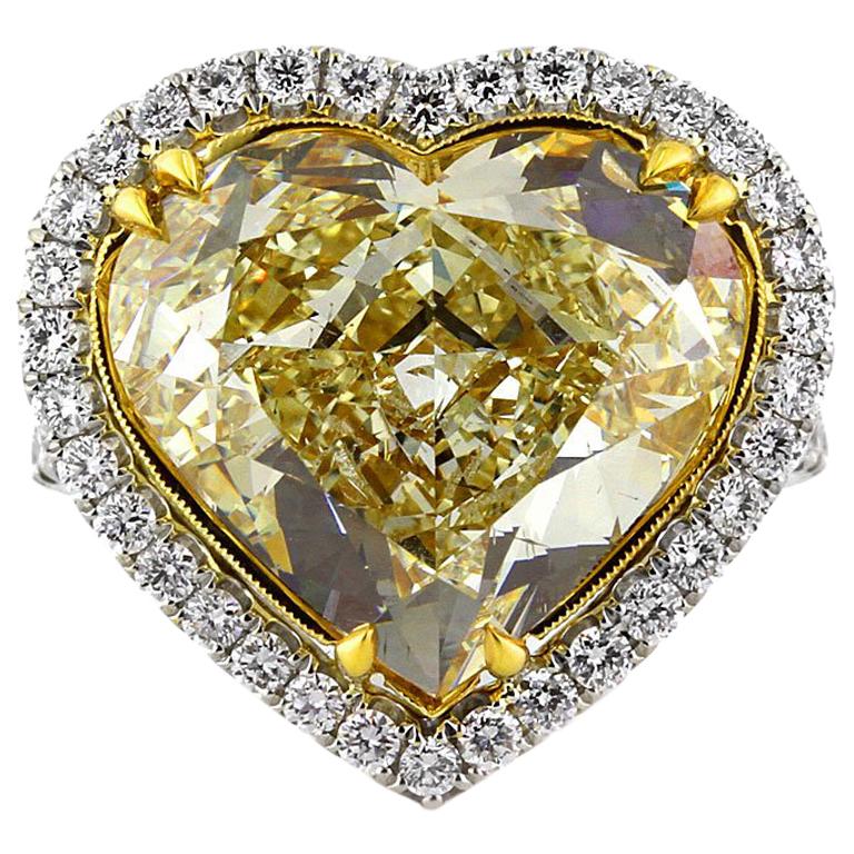Mark Broumand 11.49 Carat Fancy Yellow Heart Shaped Diamond Engagement Ring