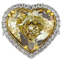 Mark Broumand 11.49 Carat Fancy Yellow Heart Shaped Diamond Engagement Ring