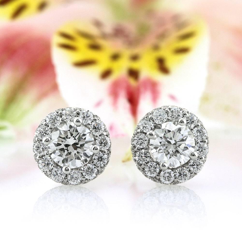 Round Cut Mark Broumand 1.15 Carat Round Brilliant Cut Diamond Stud Earrings For Sale