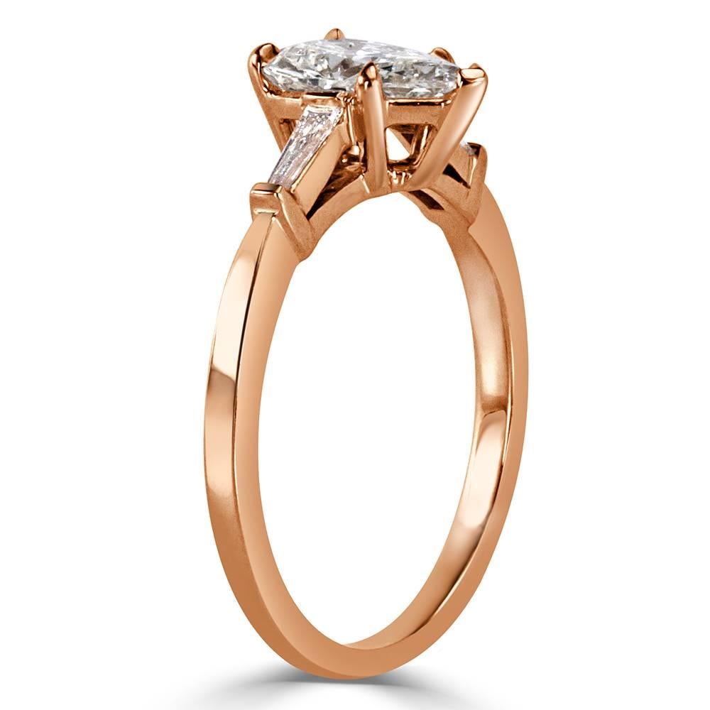 Modern Mark Broumand 1.18 Carat Pear Shaped Diamond Three-Stone Engagement Ring