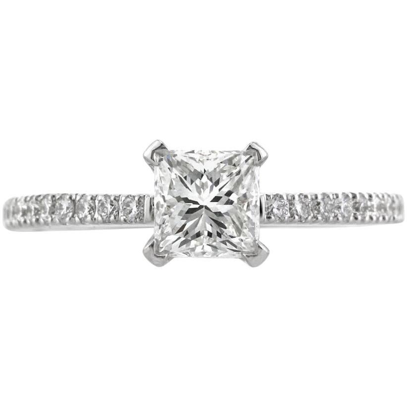 Mark Broumand Anillo de compromiso de diamantes talla princesa de 1.18 quilates