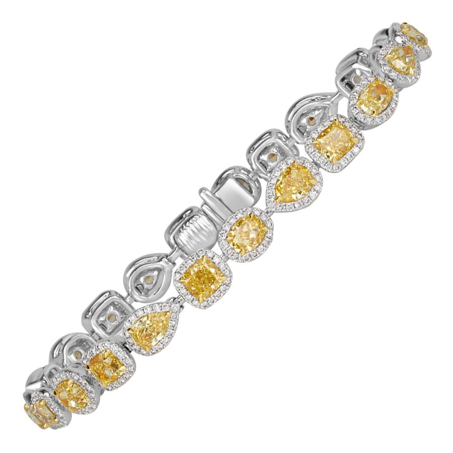 Mark Broumand 11.80 Carat Fancy Yellow Diamond Bracelet For Sale