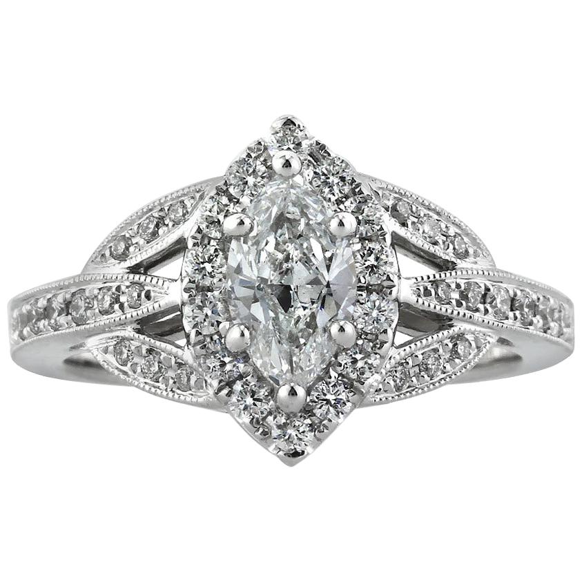 Mark Broumand 1.20 Carat Marquise Cut Diamond Engagement Ring For Sale
