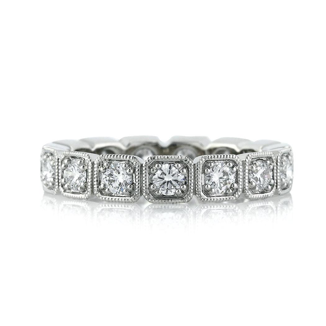 Modern Mark Broumand 1.20ct Round Brilliant Cut Diamond Eternity Band in 18k White Gold For Sale