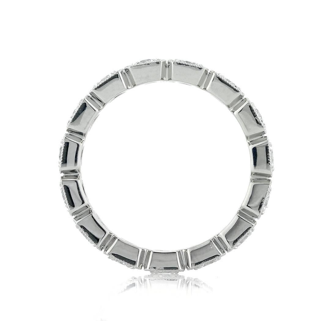 Moderne Mark Broumand, anneau d'éternité en platine avec diamants taille brillant rond de 1,20 carat en vente