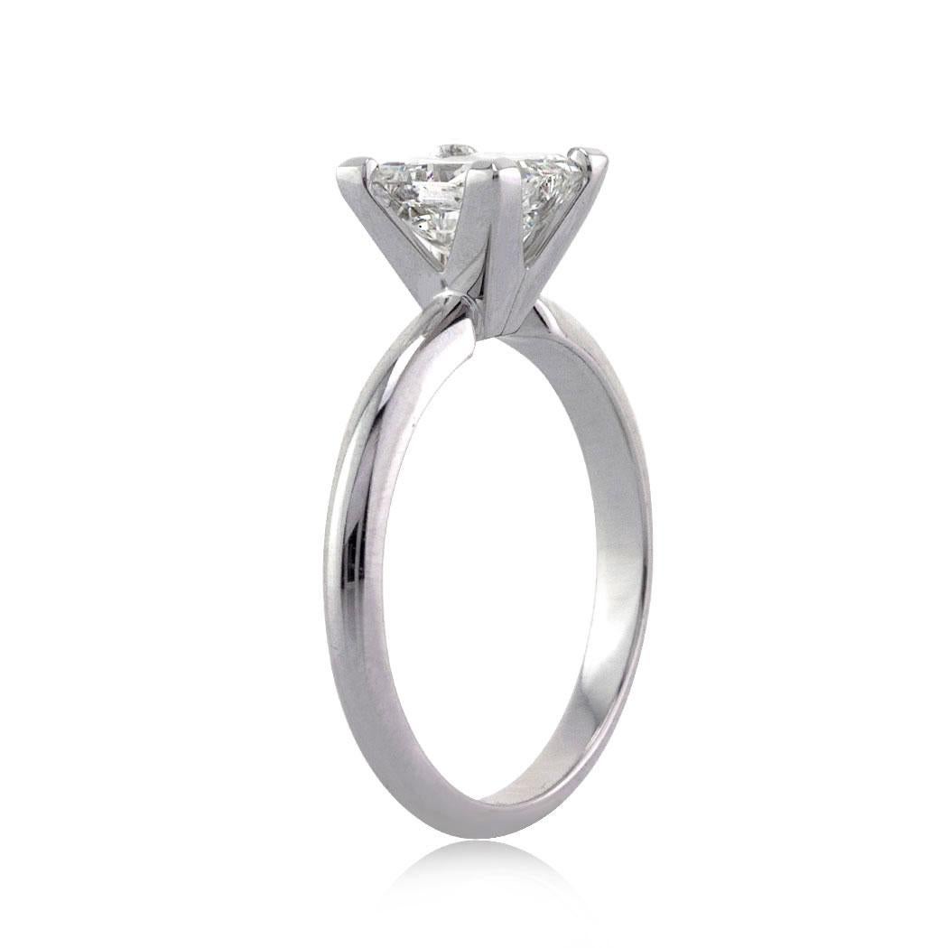 Women's or Men's Mark Broumand 1.21 Carat Princess Cut Diamond Solitaire Engagement Ring
