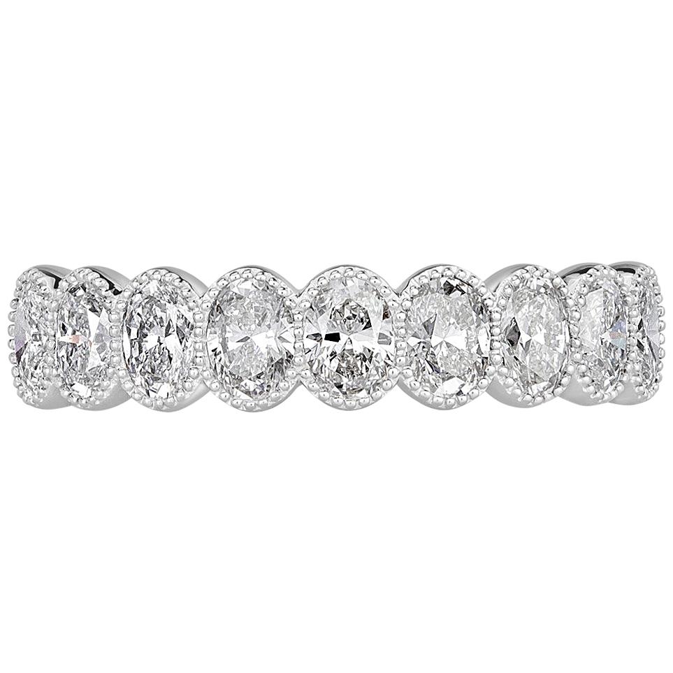 Mark Broumand Alianza de boda con diamantes talla oval de 1,26 quilates