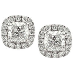 Diamant-Halo-Ohrringe von Mark Broumand mit 1,30 Karat im Kissenschliff