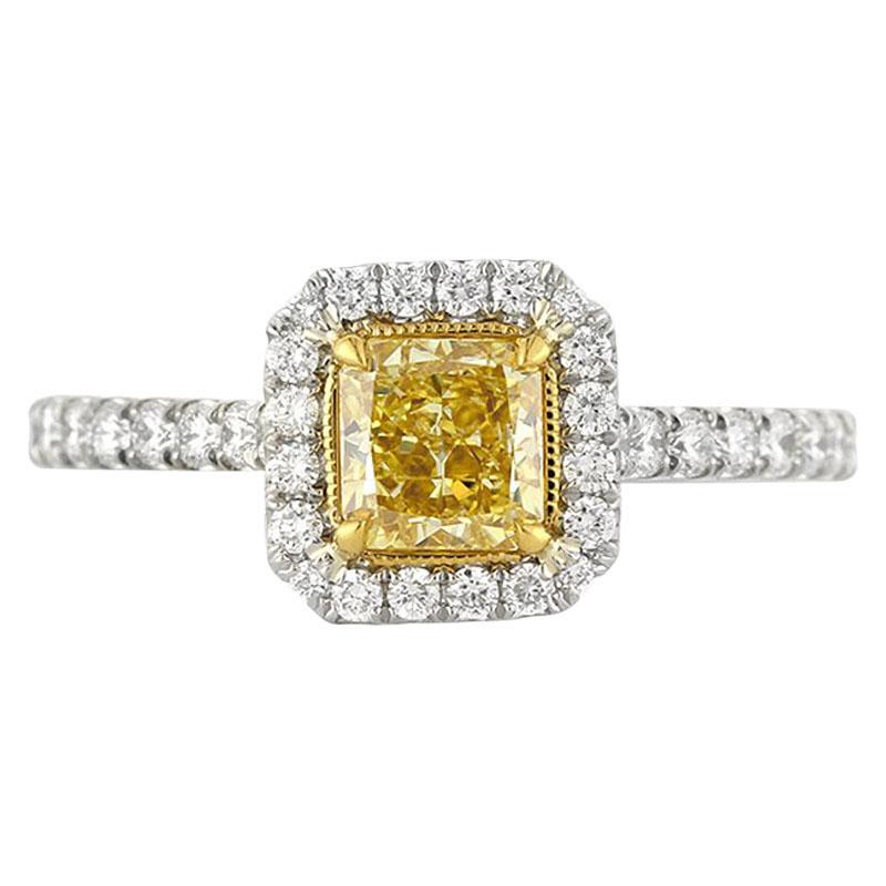 Mark Broumand, anello con diamante taglio radiante giallo intenso da 1,30 carati