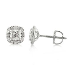 Pendientes de halo de diamantes talla cojín Mark Broumand de 1,30 quilates