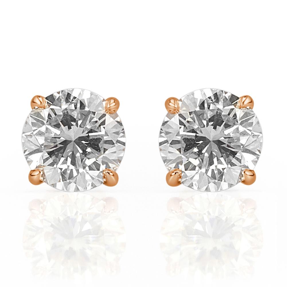 Mark Broumand 1.35 carat Round Brilliant Cut Diamond Stud Earrings In New Condition In Los Angeles, CA