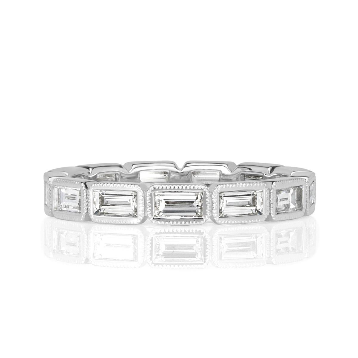 Mark Broumand 1.40 Carat  Baguette Cut Diamond Eternity Band With Milgrain In New Condition For Sale In Los Angeles, CA
