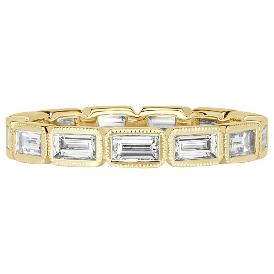 Mark Broumand 1.40 Carat Baguette Cut Diamond Eternity Band with Milgrain in 18K