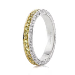 Mark Broumand 1.40 Carat Fancy Yellow Round Brilliant Cut Diamond Eternity Band