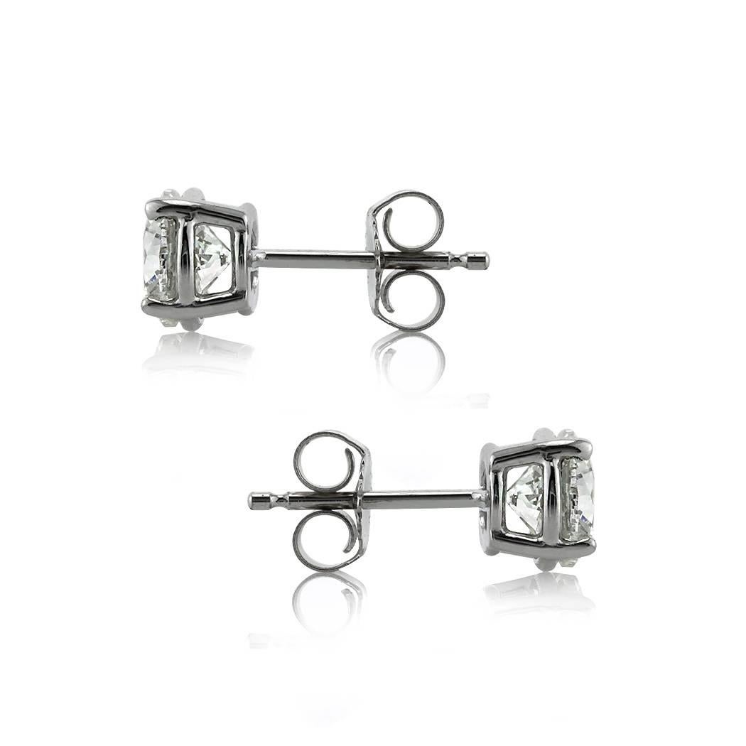 Modern Mark Broumand 1.41ct Round Brilliant Cut Diamond Stud Earrings in 14k White Gold For Sale