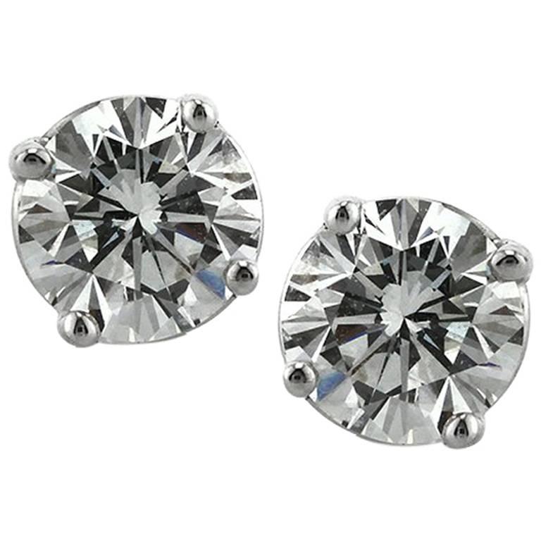 Mark Broumand 1,41 Karat runder Diamant im Brillantschliff Ohrstecker aus 14 Karat Weißgold