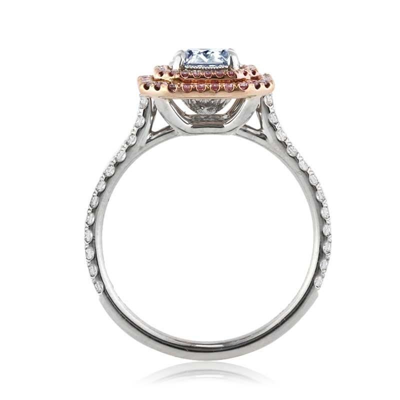 Women's or Men's Mark Broumand 1.42 Carat Fancy Light Blue Radiant Cut Diamond Engagement Ring For Sale