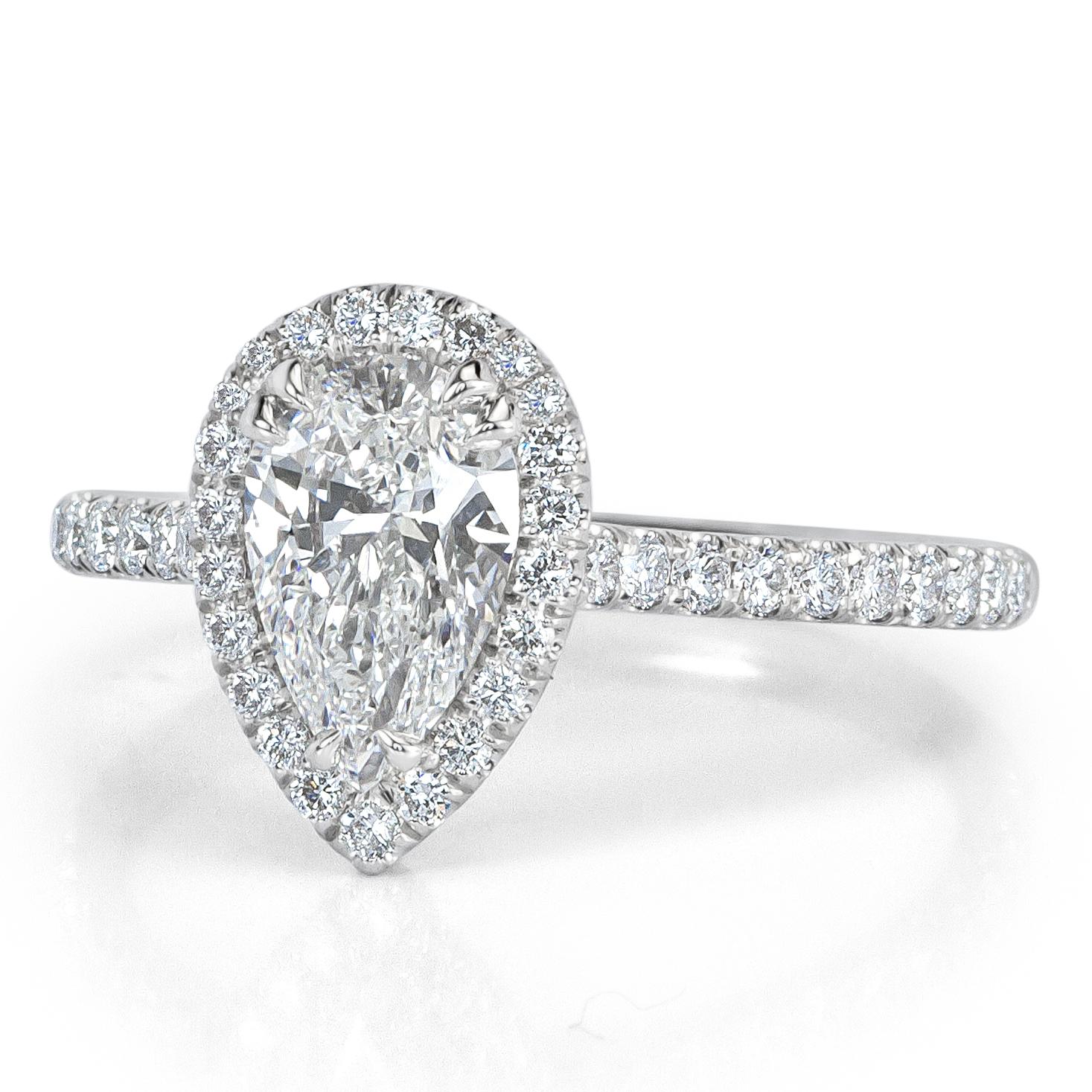 Mark Broumand  1.43 Carat Pear Shaped Diamond Engagement Ring In New Condition In Los Angeles, CA