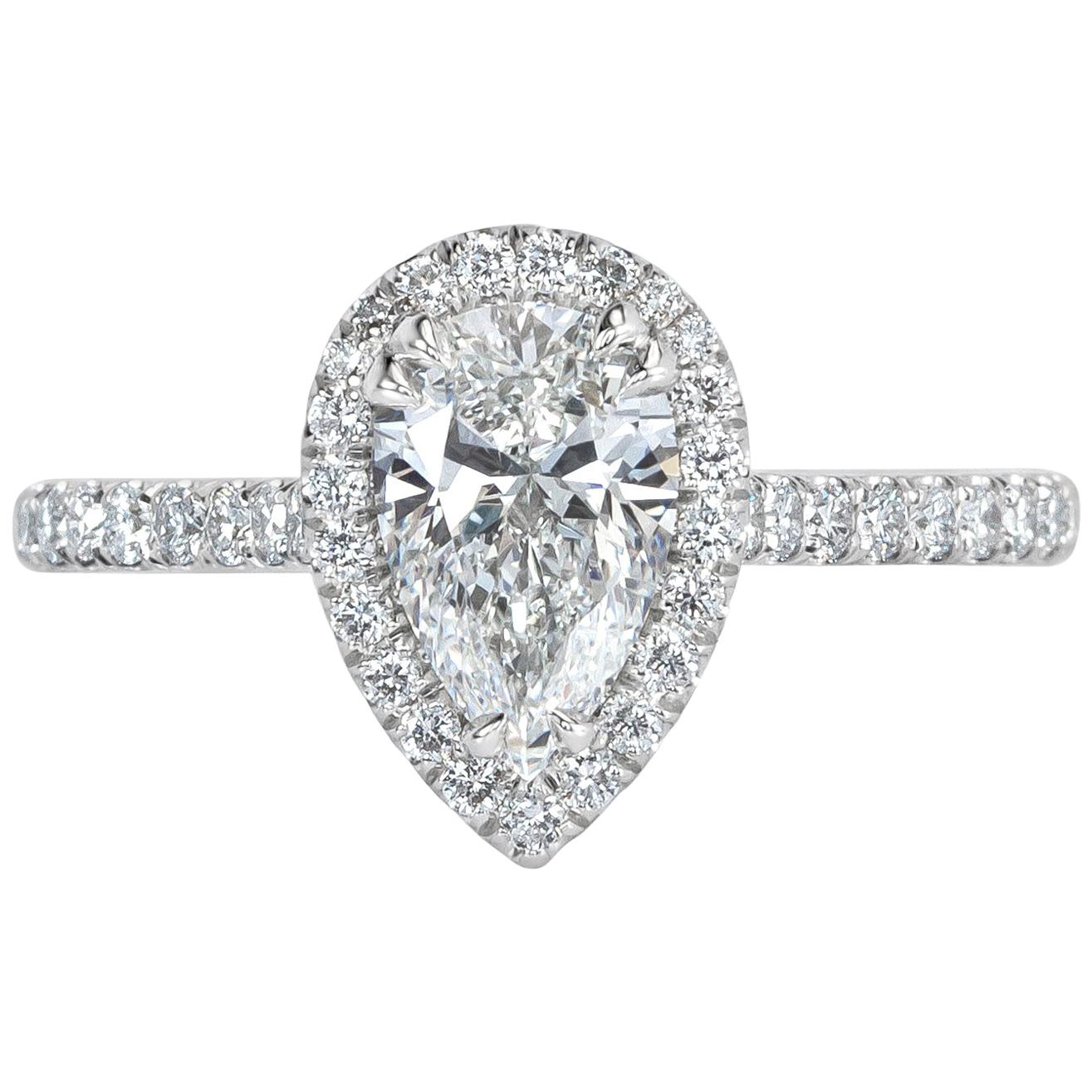 Mark Broumand  1.43 Carat Pear Shaped Diamond Engagement Ring