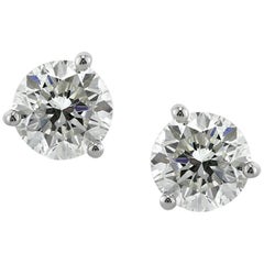 Mark Broumand 1,43 Karat runder Diamant im Brillantschliff Ohrstecker aus 14 Karat Weißgold
