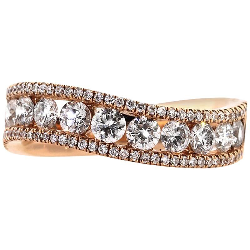 Mark Broumand 1.45 Carat Round Brilliant Cut Diamond Rose Gold Band