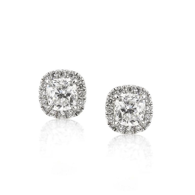 Mark Broumand 1 50 Carat Cushion Cut Diamond Stud Earrings For