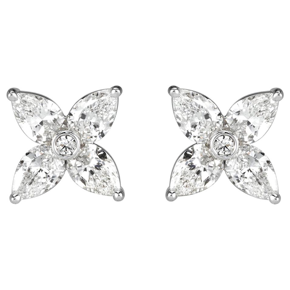 Mark Broumand 1.50 Carat Diamond Floral Stud Earrings