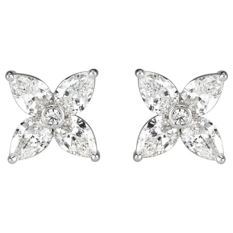 Mark Broumand 1.50 Carat Diamond Floral Stud Earrings For Sale at 1stDibs