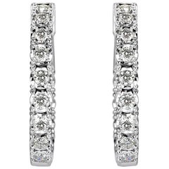 Mark Broumand 1,50 Karat runder Brillantschliff Diamant-Creolen aus 14 Karat Weißgold