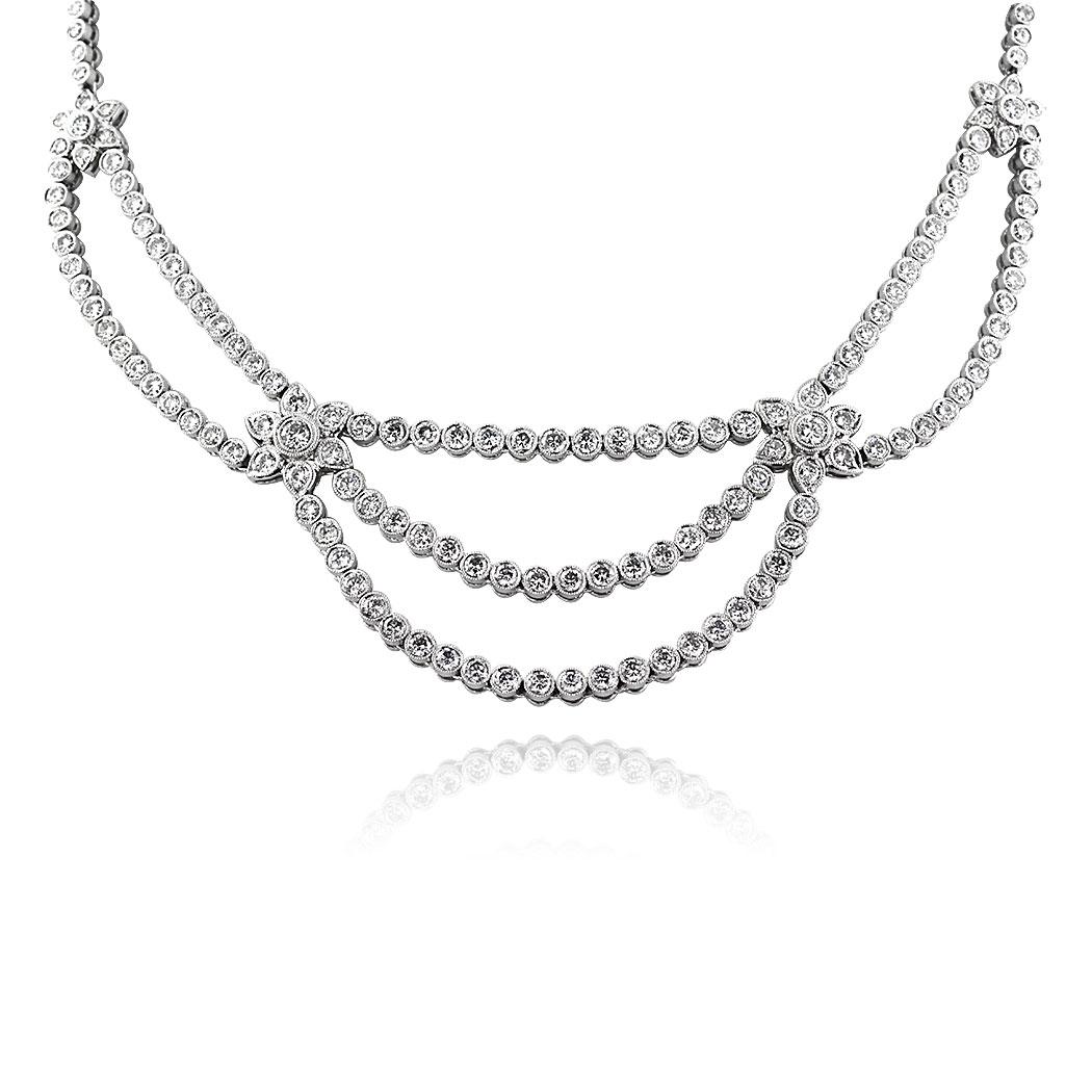 Round Cut Mark Broumand 15.27 Carat Round Brilliant Cut Diamond Necklace