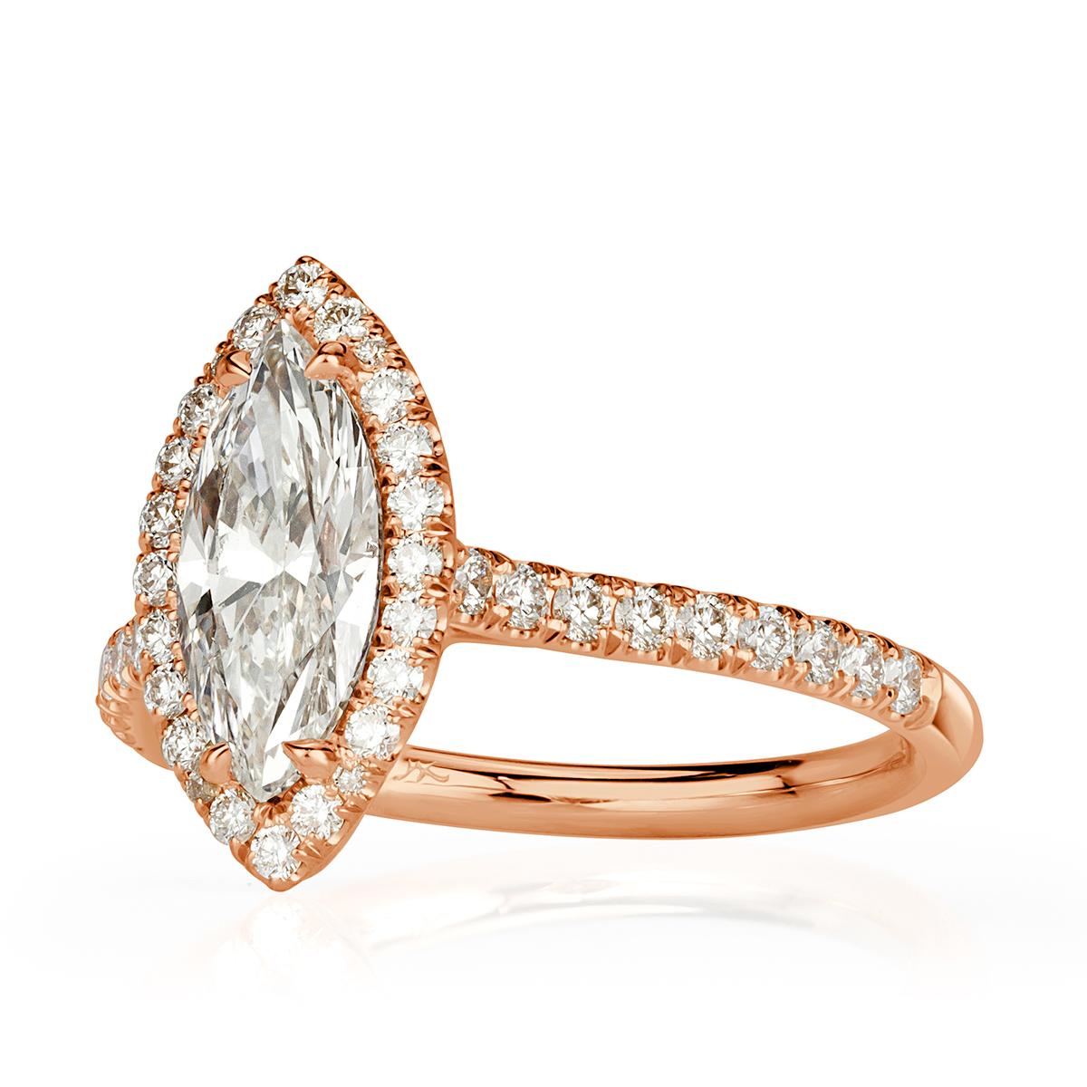 Women's or Men's Mark Broumand 1.53 Carat Marquise Cut Diamond Engagement Ring