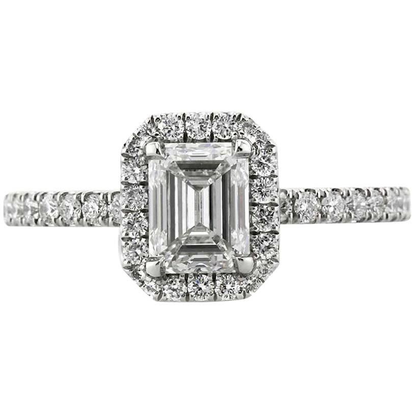 Mark Broumand Anillo de compromiso de diamantes talla esmeralda de 1.57 quilates