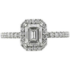 Mark Broumand Anillo de compromiso de diamantes talla esmeralda de 1.57 quilates