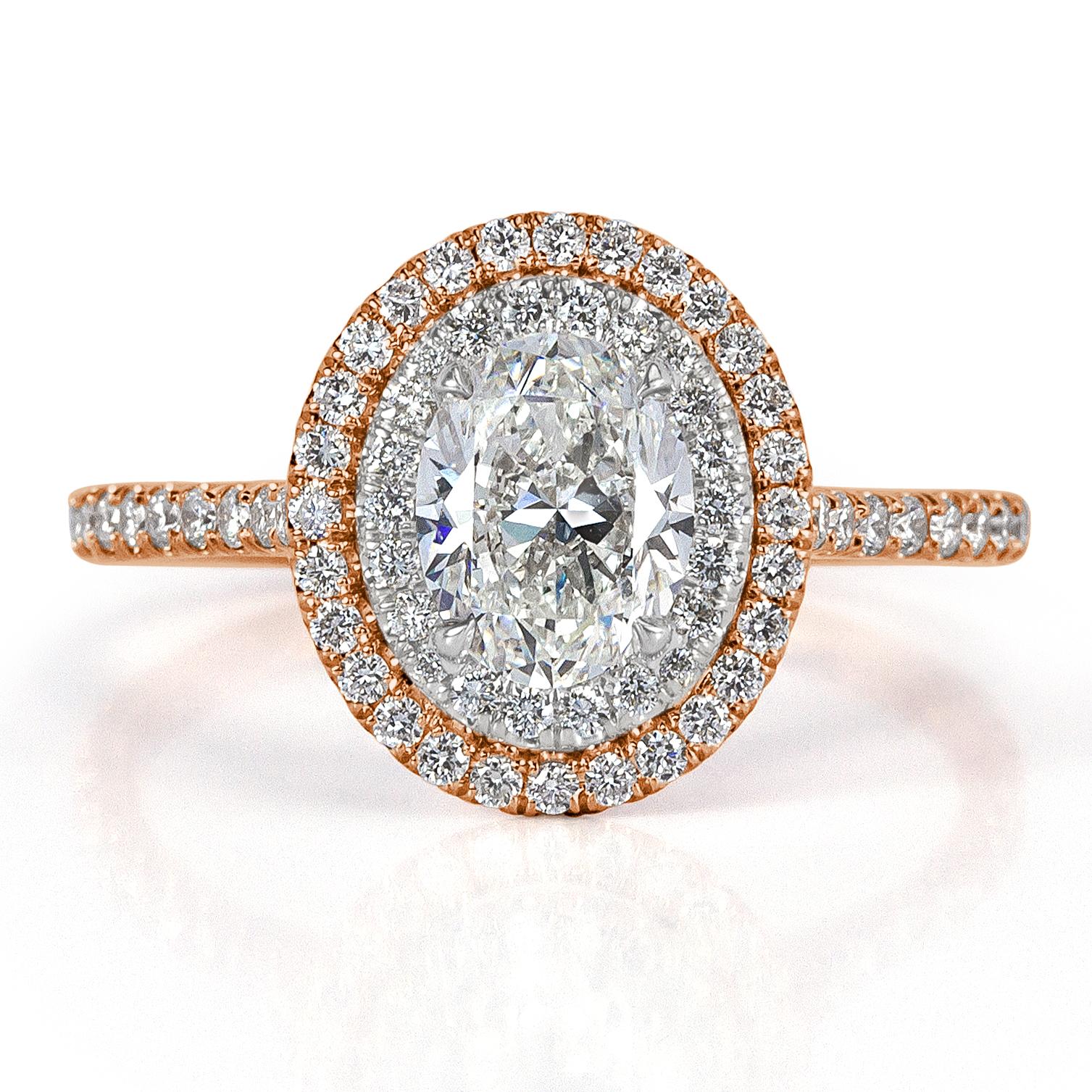 Mark Broumand 1.57 Carat Oval Cut Diamond Engagement Ring For Sale 1