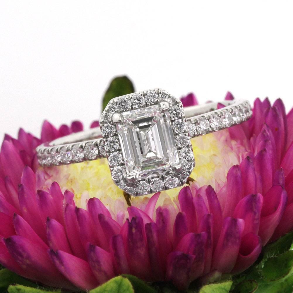 Mark Broumand 1.57 Carat Emerald Cut Diamond Engagement Ring In New Condition For Sale In Los Angeles, CA