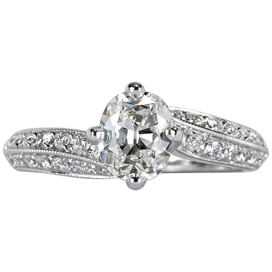 Mark Broumand 1.60 Carat Old Mine Cut Diamond Engagement Ring