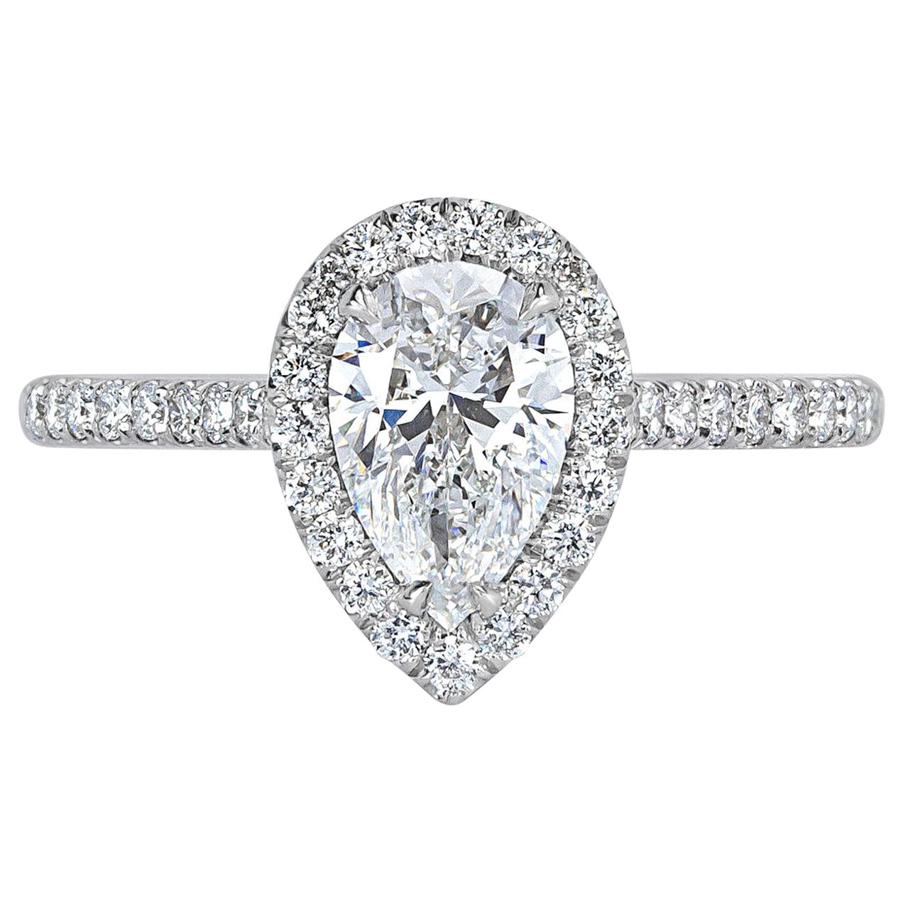 Mark Broumand 1.61 Carat Pear Shaped Diamond Engagement Ring