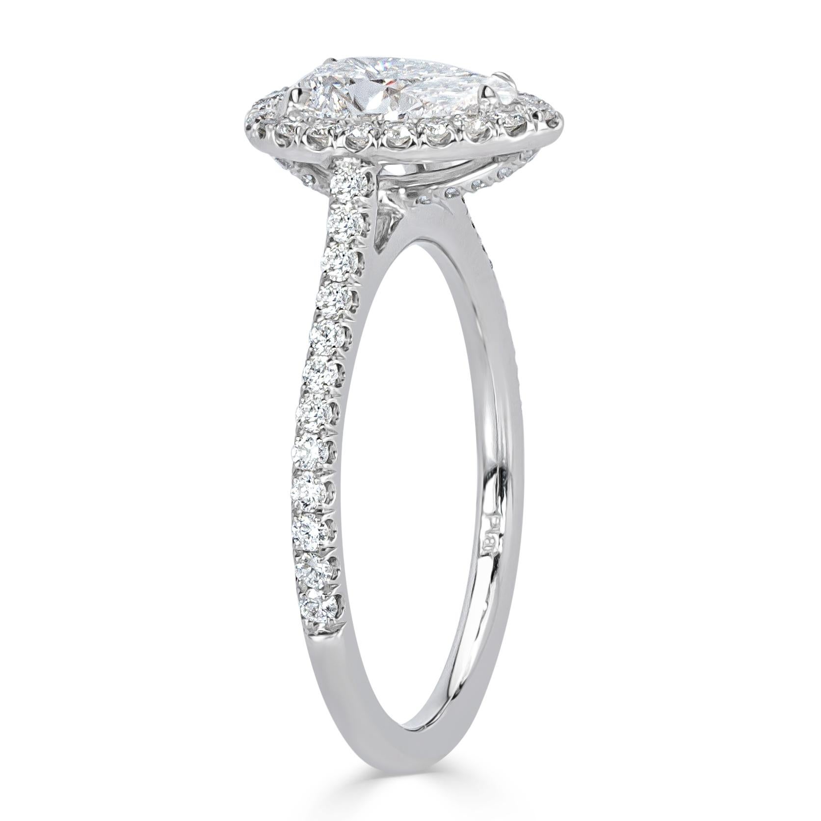 Women's or Men's Mark Broumand 1.61 Carat Pear Shaped Diamond Engagement Ring