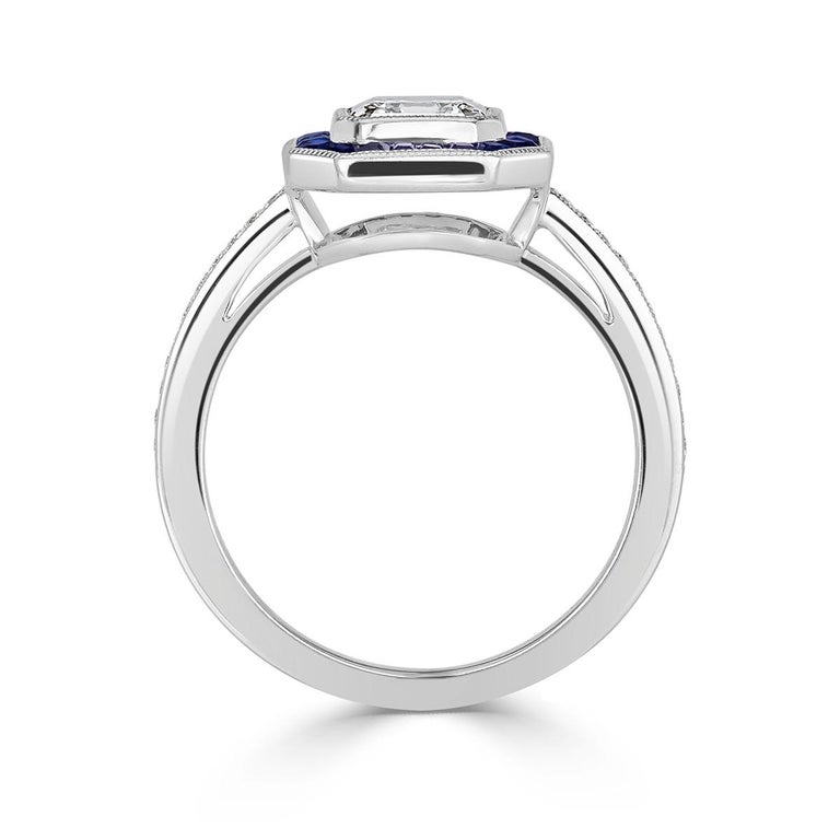 Mark Broumand 1.62 Carat Asscher Cut Diamond and Sapphire Engagement ...