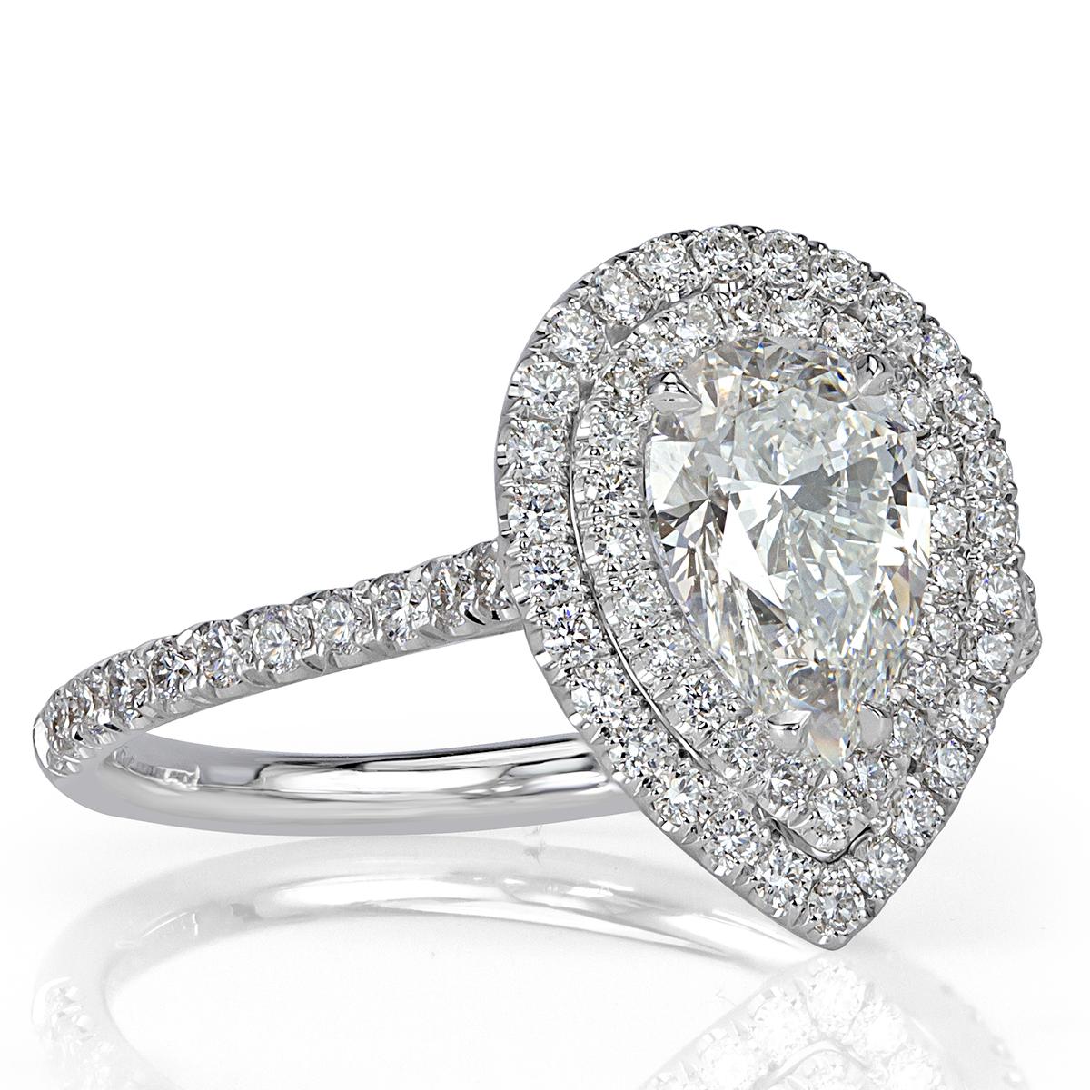 Mark Broumand 1.62 Carat Pear Shaped Diamond Engagement Ring In New Condition In Los Angeles, CA