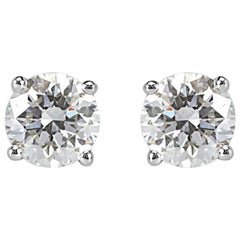 Mark Broumand 1.62 Carat Round Brilliant Cut Diamond Stud Earrings