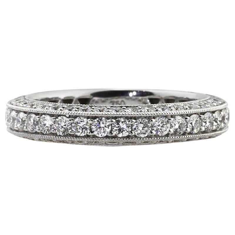 Mark Broumand Alianza de boda con pavé de diamantes talla brillante redonda de 1,65 quilates